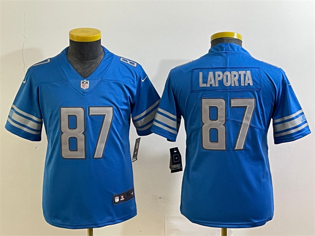 Youth Detroit Lions #87 Sam LaPorta Blue Vapor Untouchable Limited Stitched Jersey